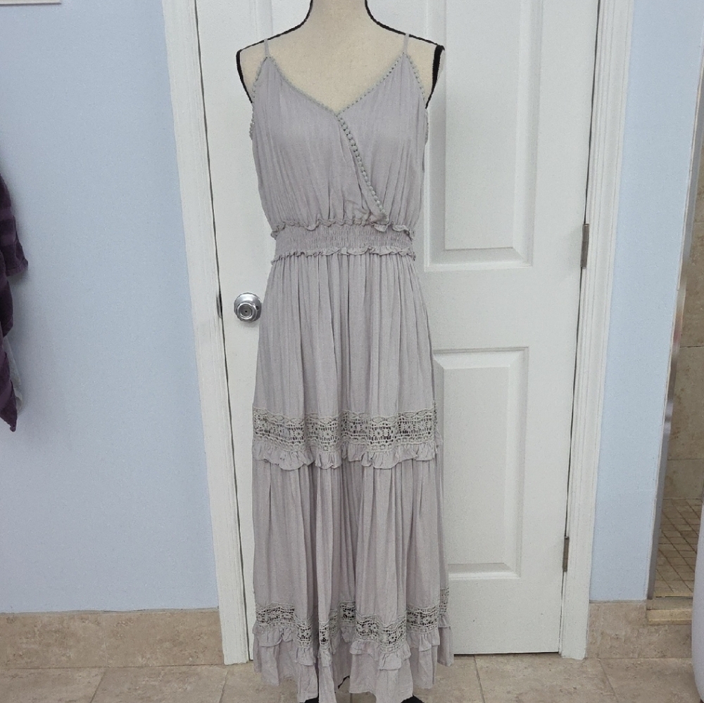 Gray Lace Maxi Dress